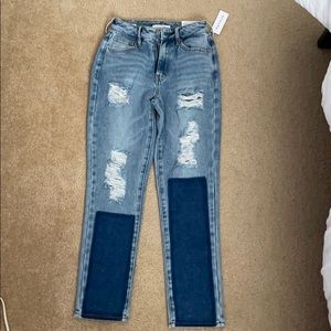 PacSun light and medium ripped mom jeans